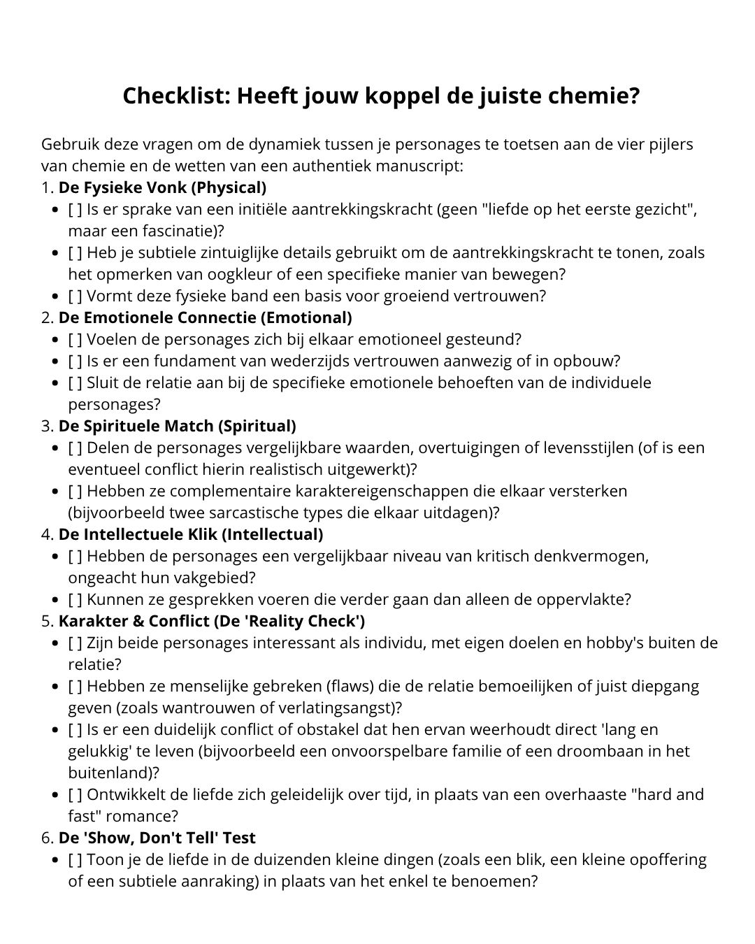 Checklist - heeft jouw romantisch koppel de juiste chemie?