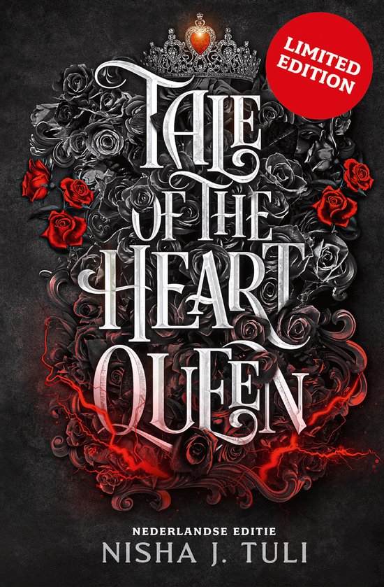 Zwart-rode typografische cover met kroon, sierlijke rozen en tekst “Life of the Hard Queen”, limited edition.